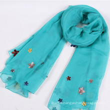 High quality organza lady scarf with fabric flower and beads